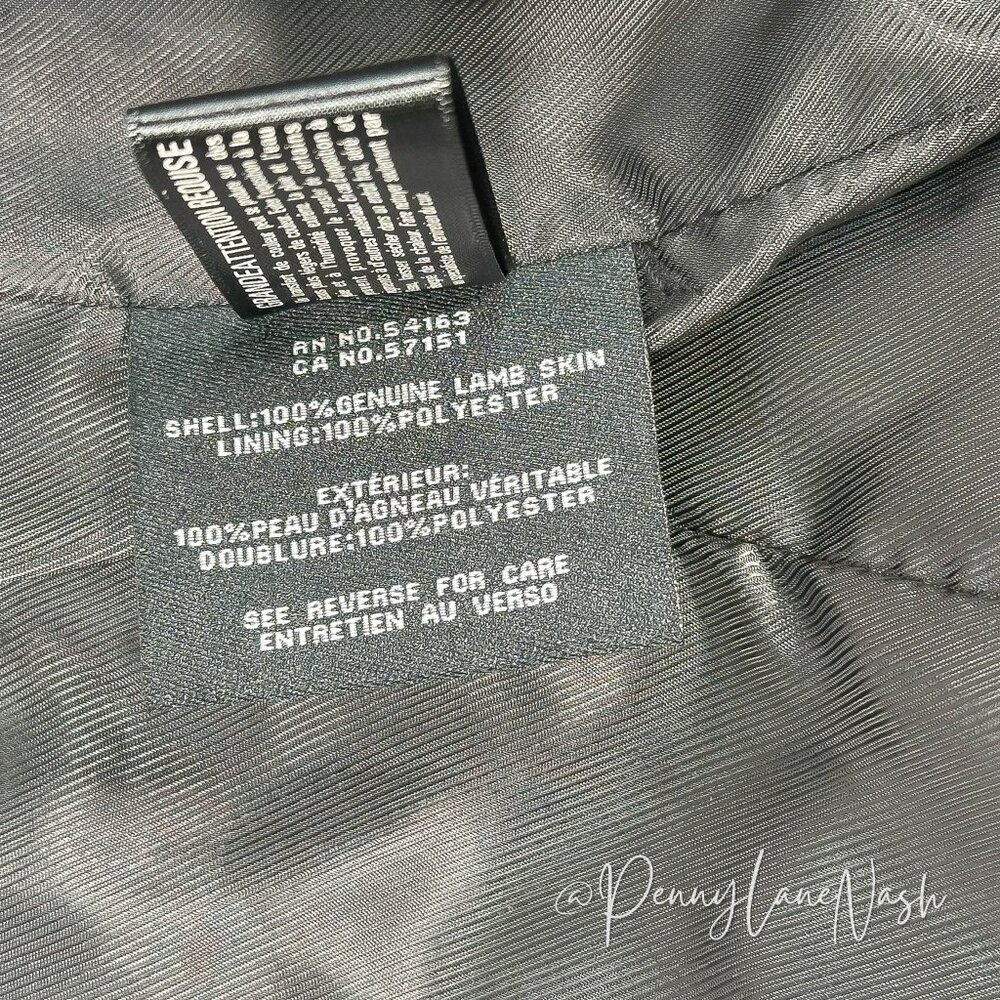 Cole Haan Zip-Front Lamb Leather Racer Jacket S Black - Picture 11 of 13